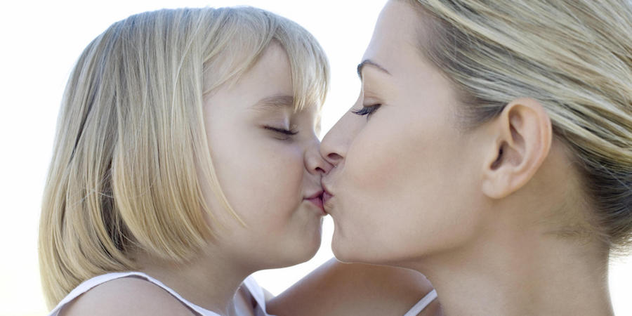 Brazilian lesbian mom kissing